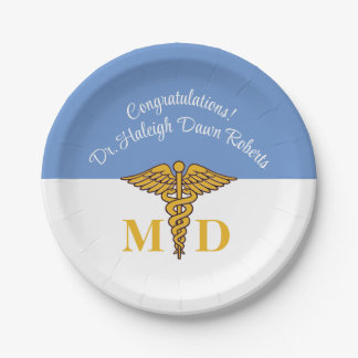 Assiettes En Carton Caduceus Powder Blue École Médicale Graduation