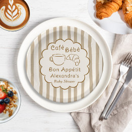 Assiettes En Carton Café Bébé Café Français Personnalisé Baby Shower