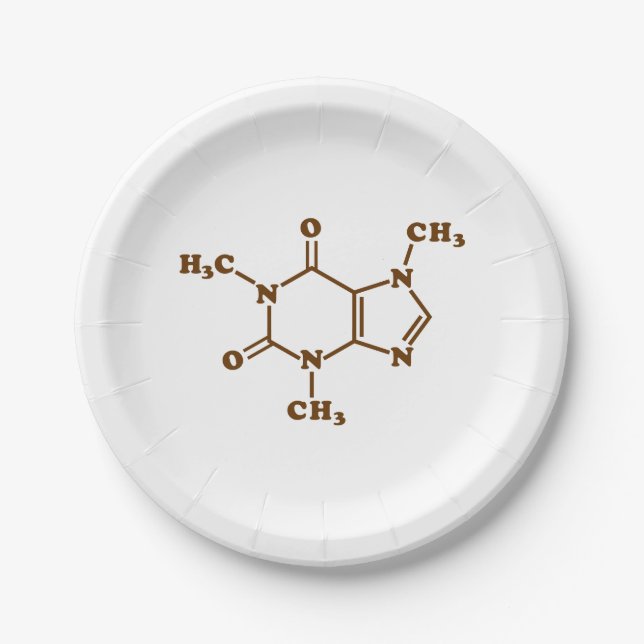 Assiettes En Carton Café caféine Formule chimique moléculaire (Devant)