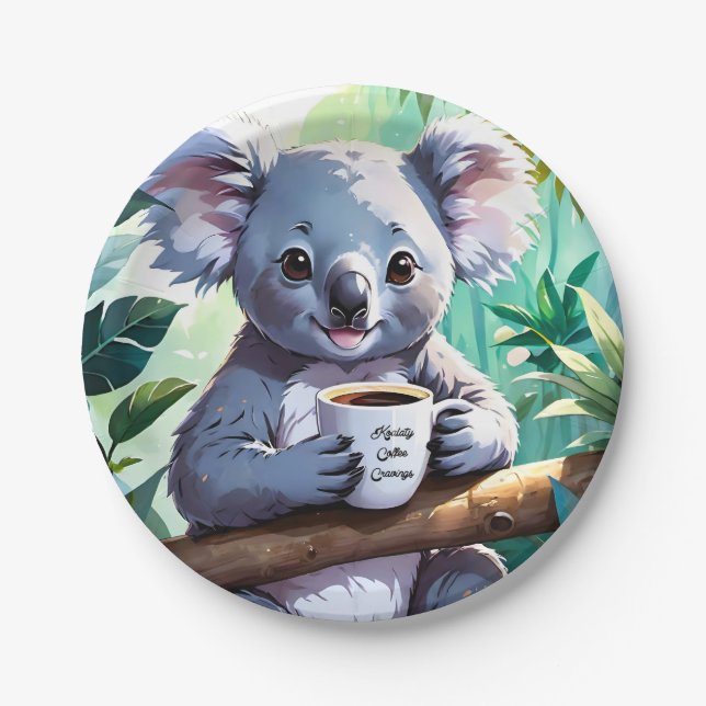 Assiettes En Carton Café Cosy Jungle Koala (Devant)