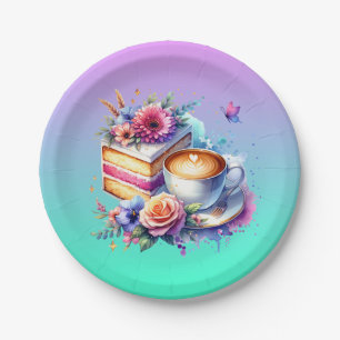 Assiettes En Carton Café et gâteau Anniversaire du meilleur ami