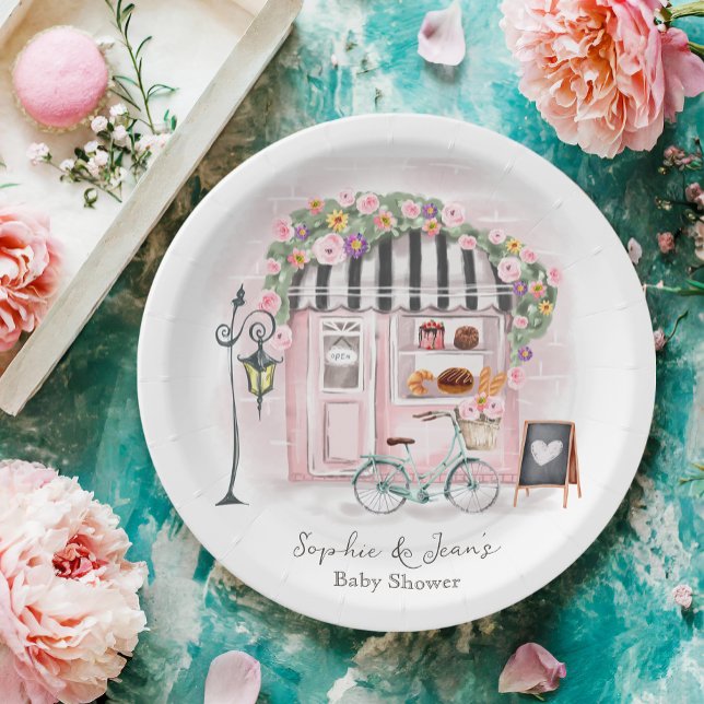 Assiettes En Carton Café Français Bonjour Bebe Paris Tea Baby shower (Créateur téléchargé)
