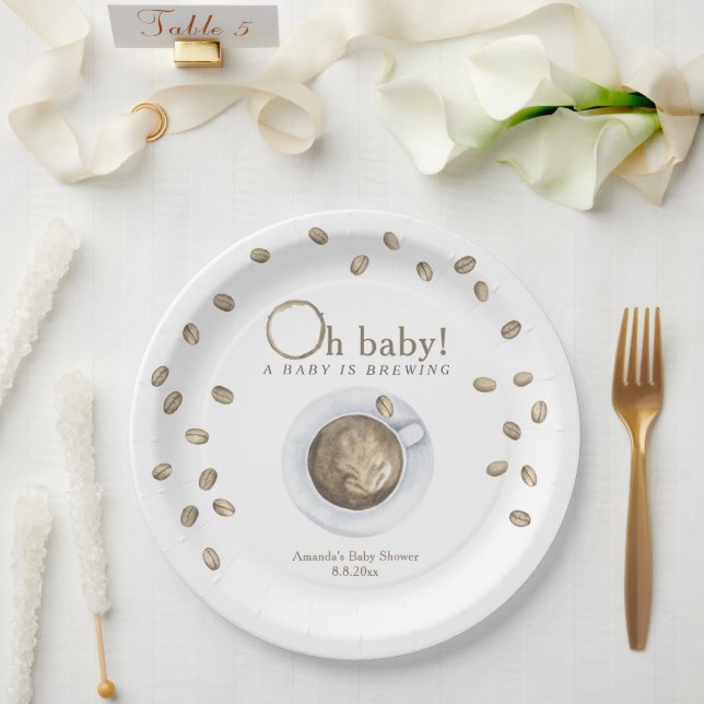 Assiettes En Carton Café Un bébé brasse du Baby shower (Mariage)