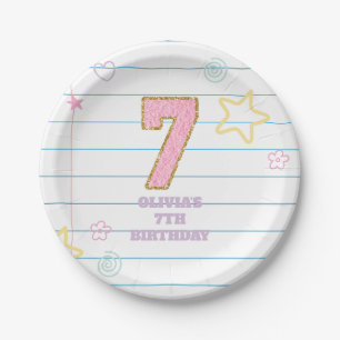 Assiettes En Carton Cahier Varsity preppy pastel patch anniversaire 7