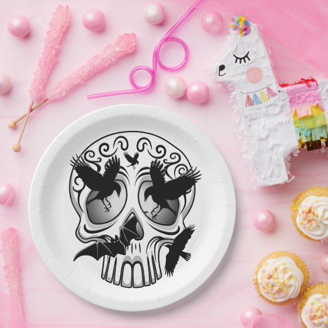 Assiettes En Carton Calaveras décoratives Halloween (Fête)