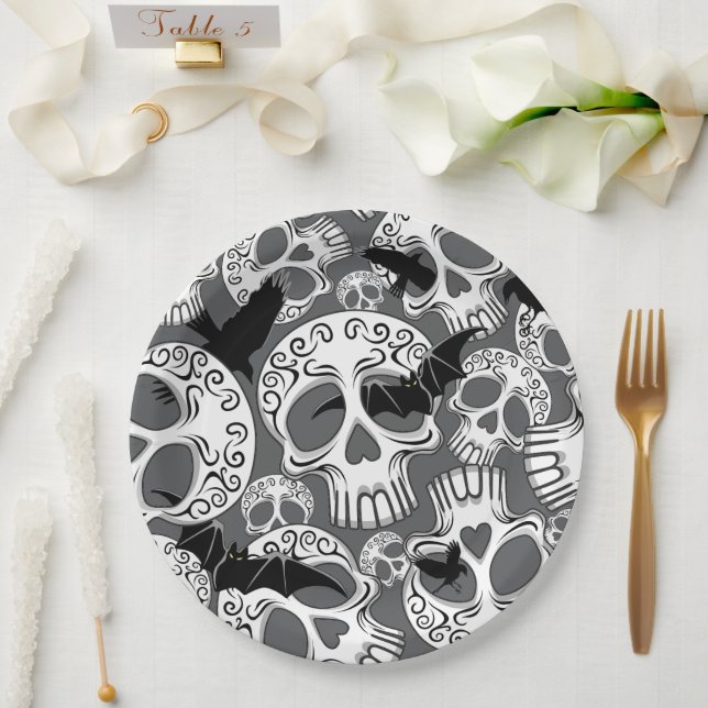 Assiettes En Carton Calaveras décoratives Halloween (Mariage)