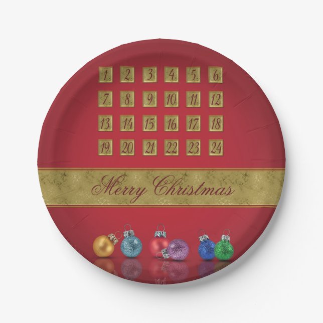 Assiettes En Carton Calendrier de l'Avent Ornements de Noël (Devant)