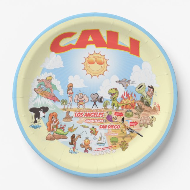 Assiettes En Carton CALI California Beach (Devant)