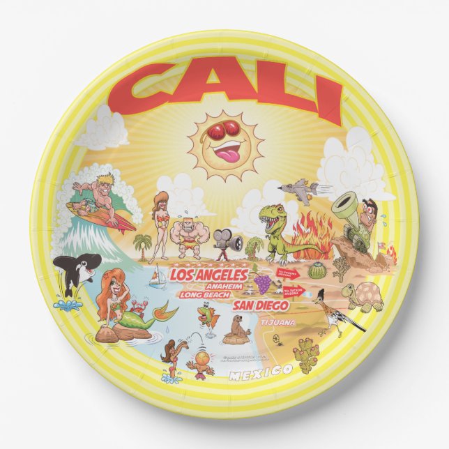 Assiettes En Carton California CALI Beach Paradise (Devant)