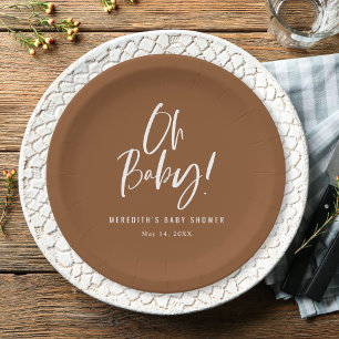 Assiettes En Carton Calligraphie simple Baby shower neutre entre les s