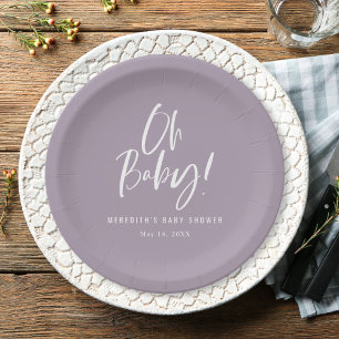 Assiettes En Carton Calligraphie simple Baby shower neutre entre les s