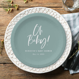 Assiettes En Carton Calligraphie simple Baby shower neutre entre les s