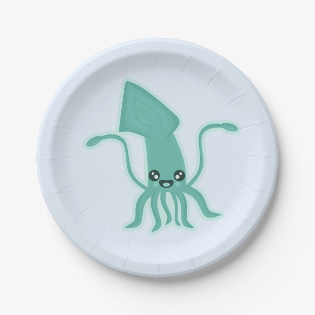 Assiettes En Carton Calmar de Kawaii (Devant)