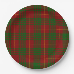 Assiettes En Carton Cameron tartan rouge vert plaid