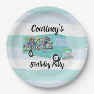 Assiettes En Carton Camion bleu turquoise Fête d'anniversaire Personn