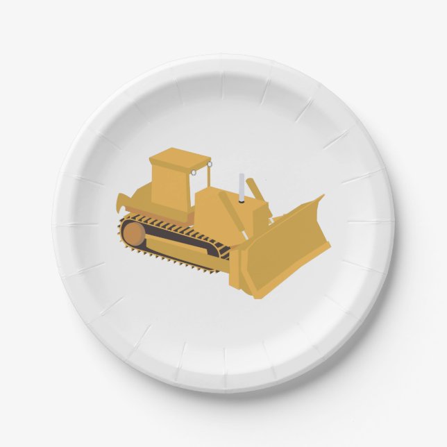 Assiettes En Carton Camion de construction Bulldozer (Devant)