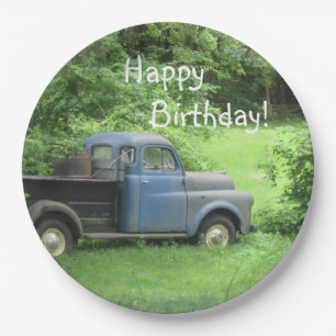 Assiettes En Carton Camion de cru de joyeux anniversaire