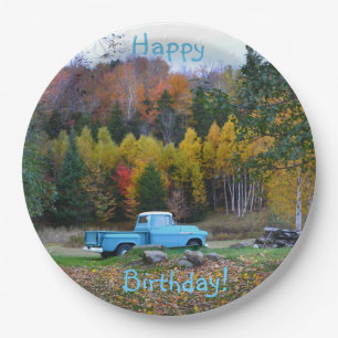 Assiettes En Carton Camion de cru de joyeux anniversaire