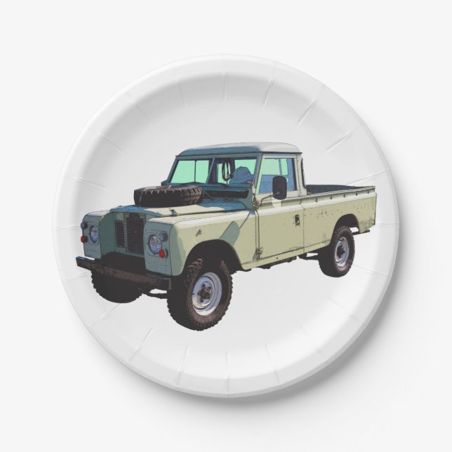 Assiettes En Carton Camion de ramassage Land Rover 1971 (Devant)