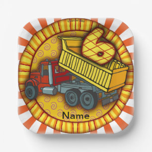 Assiettes En Carton Camion de vidange pour le 6e anniversaire
