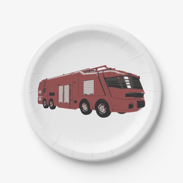 Assiettes En Carton Camion-feu futuriste (Devant)