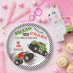 Assiettes En Carton Camion Monster Smash et Crash 1er anniversaire