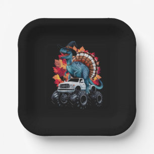 Assiettes En Carton Camion Monstre Dinosaure T-Rex de Thanksgiving