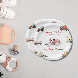 Assiettes En Carton Camions bébé en construction baby shower