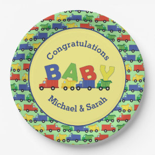 Assiettes En Carton Camions Boy Baby shower Construction Cute