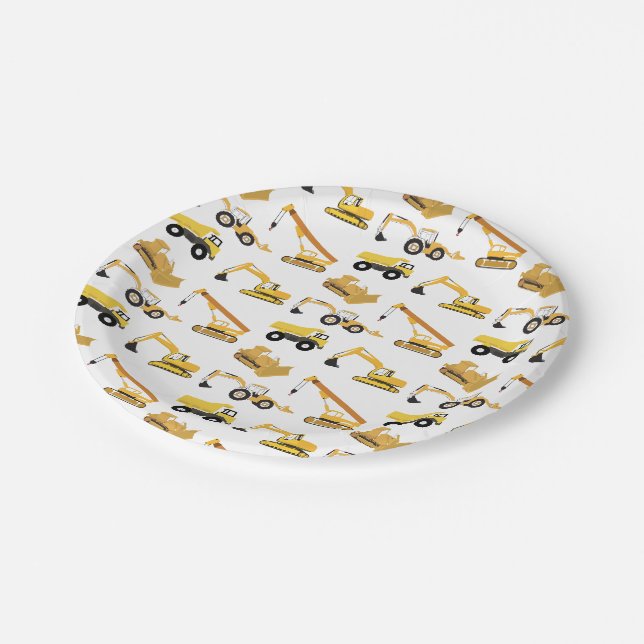 Assiettes En Carton Camions de construction (Angle)