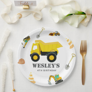 Assiettes En Carton Camions de construction Anniversaire