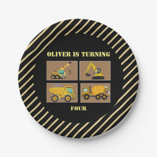 Assiettes En Carton Camions de construction Anniversaire de enfant d
