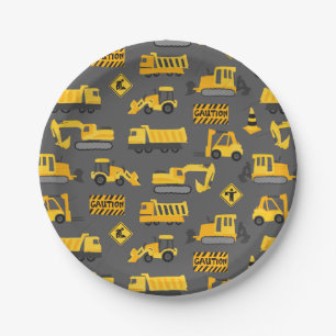 Assiettes En Carton Camions de construction Fête d'anniversaire Motif