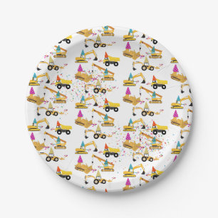 Assiettes En Carton Camions de construction Motif de fête d'anniversai