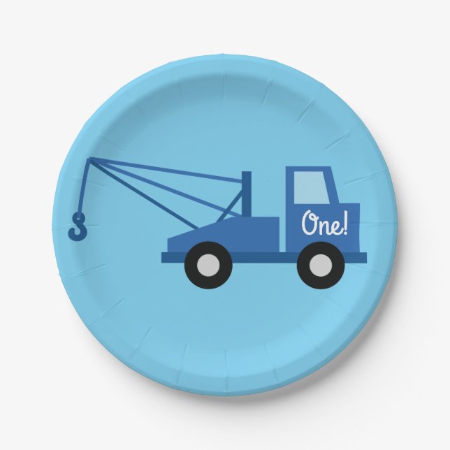 Assiettes En Carton Camions Voitures Cute 1er Anniversaire Thème de fê (Devant)