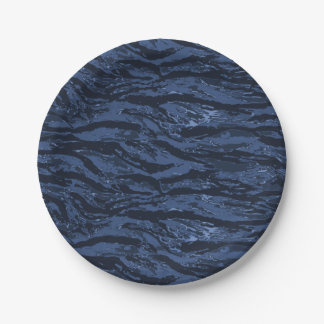 Assiettes En Carton Camo à rayures bleues