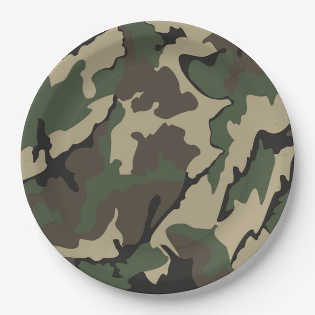 Assiettes En Carton Camo vert, Plaques de papeterie (Devant)
