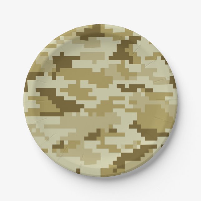 Assiettes En Carton Camouflage 8 bits pour désert numérique / Camo (Devant)