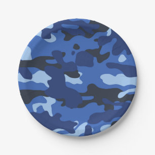 Assiettes En Carton Camouflage Bleu Camo Motif de l'armée