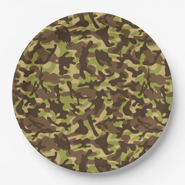 Assiettes En Carton Camouflage Cascade (Devant)
