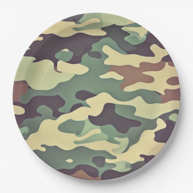 Assiettes En Carton Camouflage classique en bois (Devant)