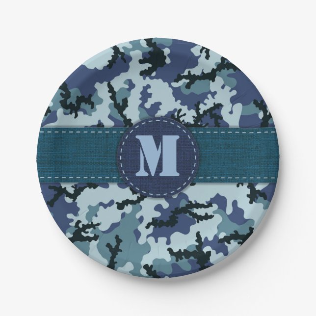 Assiettes En Carton Camouflage de la marine (Devant)