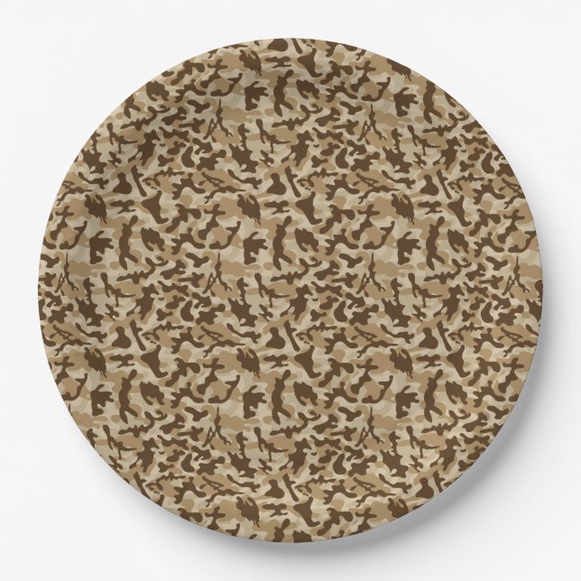 Assiettes En Carton Camouflage du désert (Devant)
