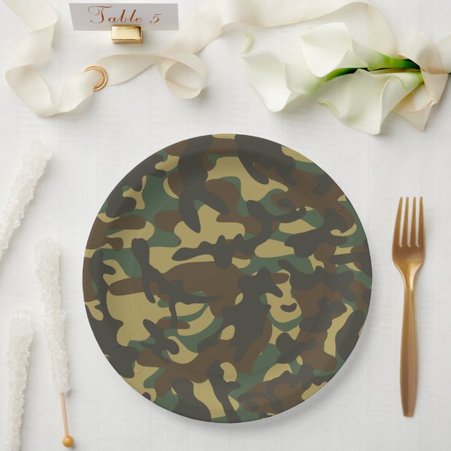 Assiettes En Carton Camouflage forestier (Mariage)