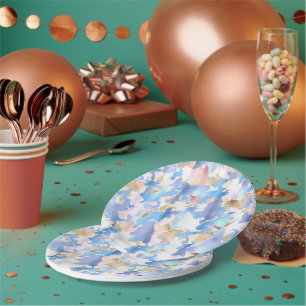 Assiettes En Carton Camouflage Métallique Rose Bleu Or Abstrait