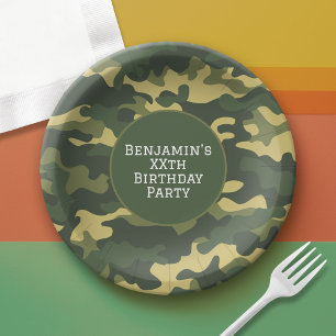 Assiettes En Carton Camouflage militaire Anniversaire de fête Thème Pe