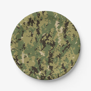 Assiettes En Carton Camouflage naval Woodland
