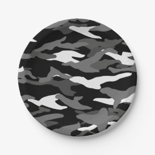 Assiettes En Carton Camouflage noir