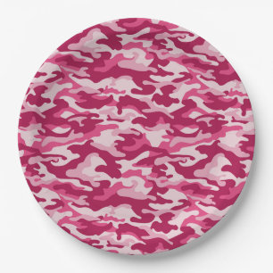 Assiettes En Carton Camouflage rose