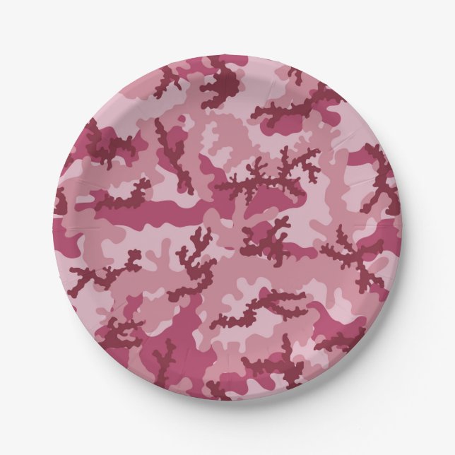 Assiettes En Carton Camouflage rose (Devant)